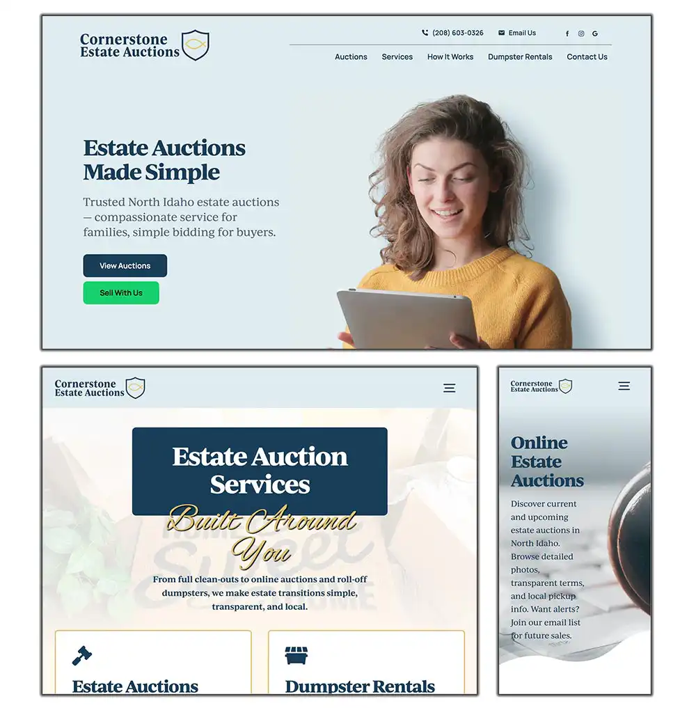 Cornerstone Estate Auctions Website Design