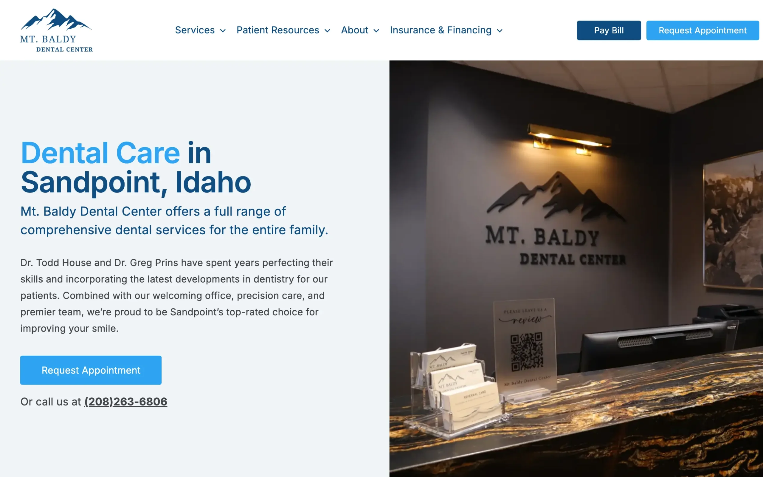 Mt Baldy Dental website, built by Cedar Stream Media
