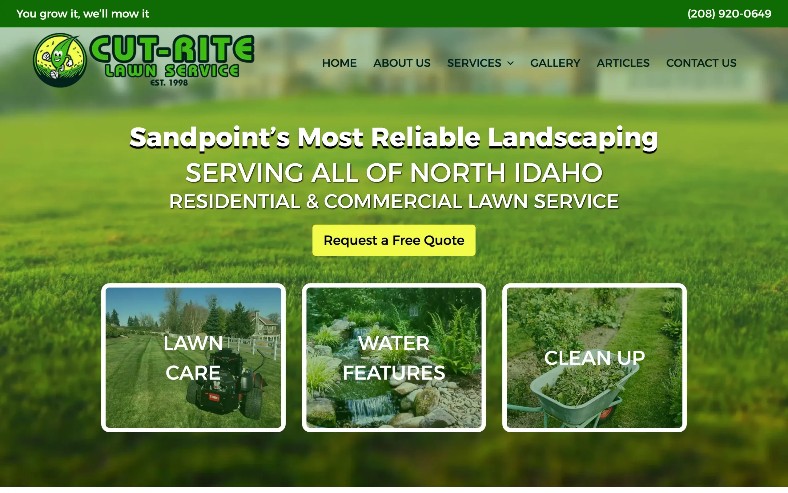 Cut-Rite Lawn Service website, built by Cedar Stream Media