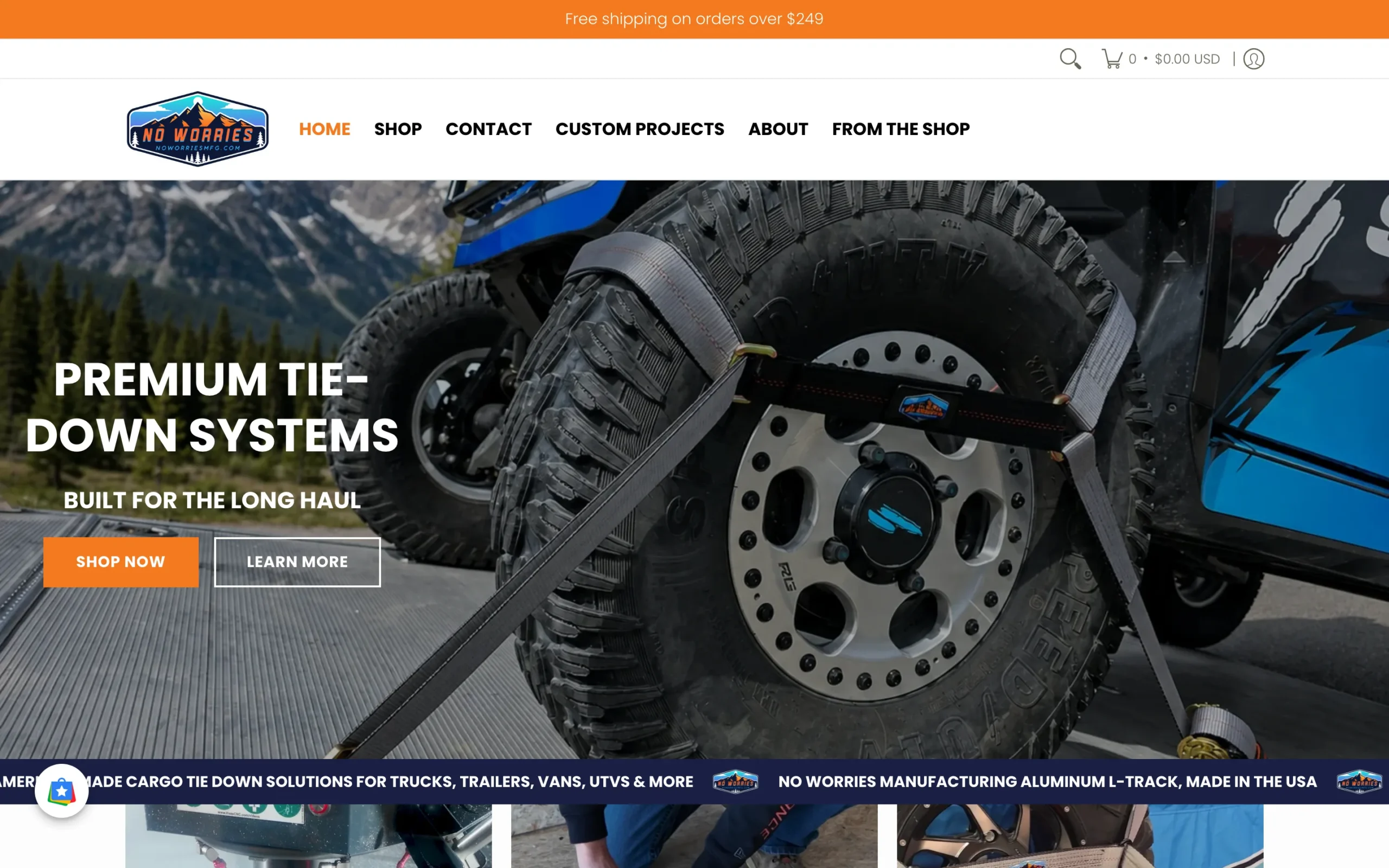 No Worries Manufacturing website, built by Cedar Stream Media