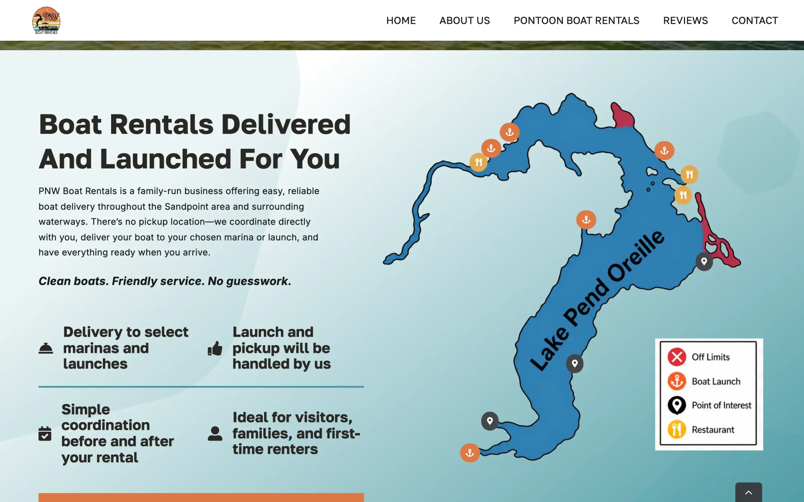 PNW Boat Rentals website, built by Cedar Stream Media
