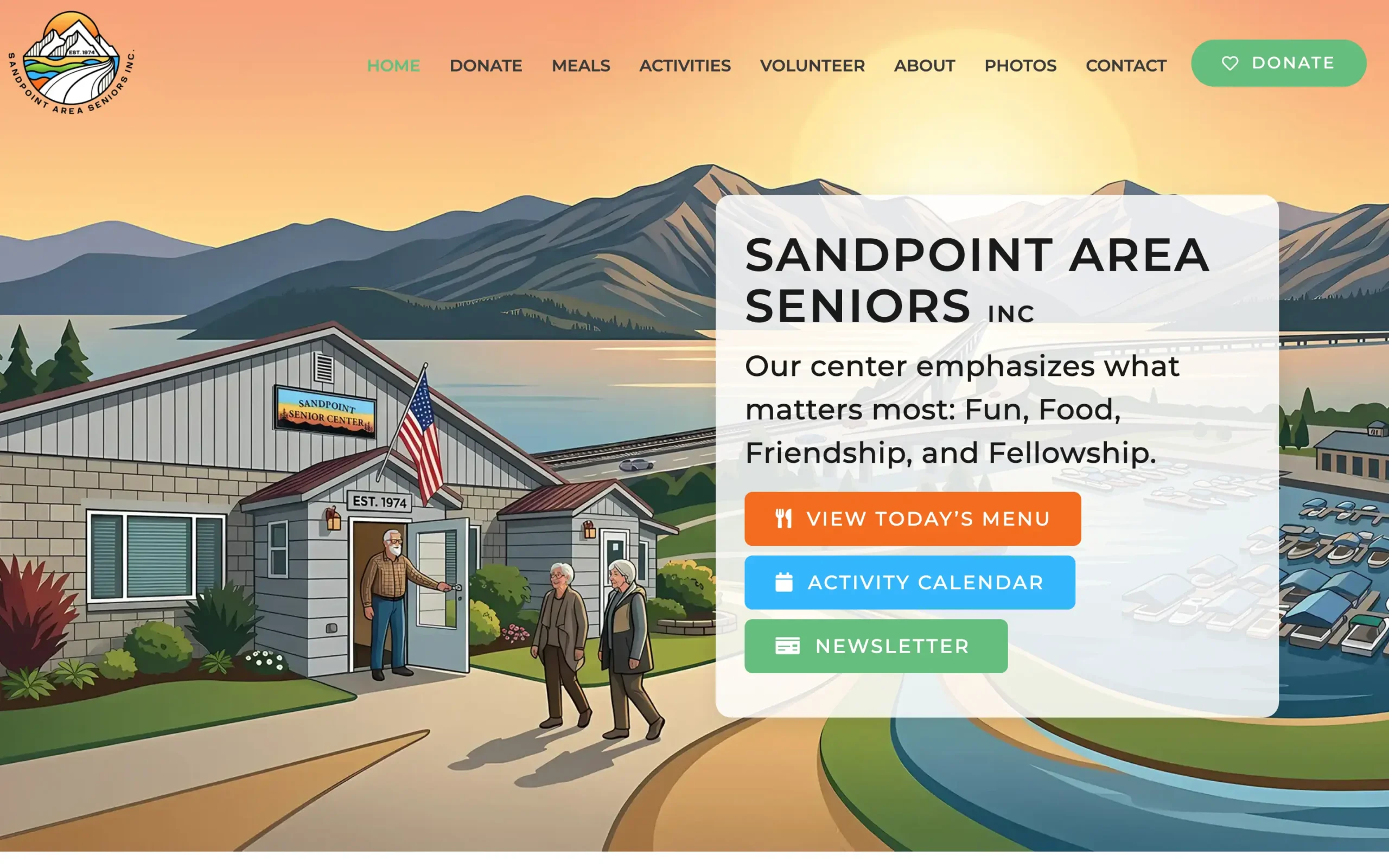Sandpoint Area Seniors website, built by Cedar Stream Media